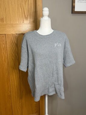 YoungLA Gray Ribbed Knit Short Sleeve Top